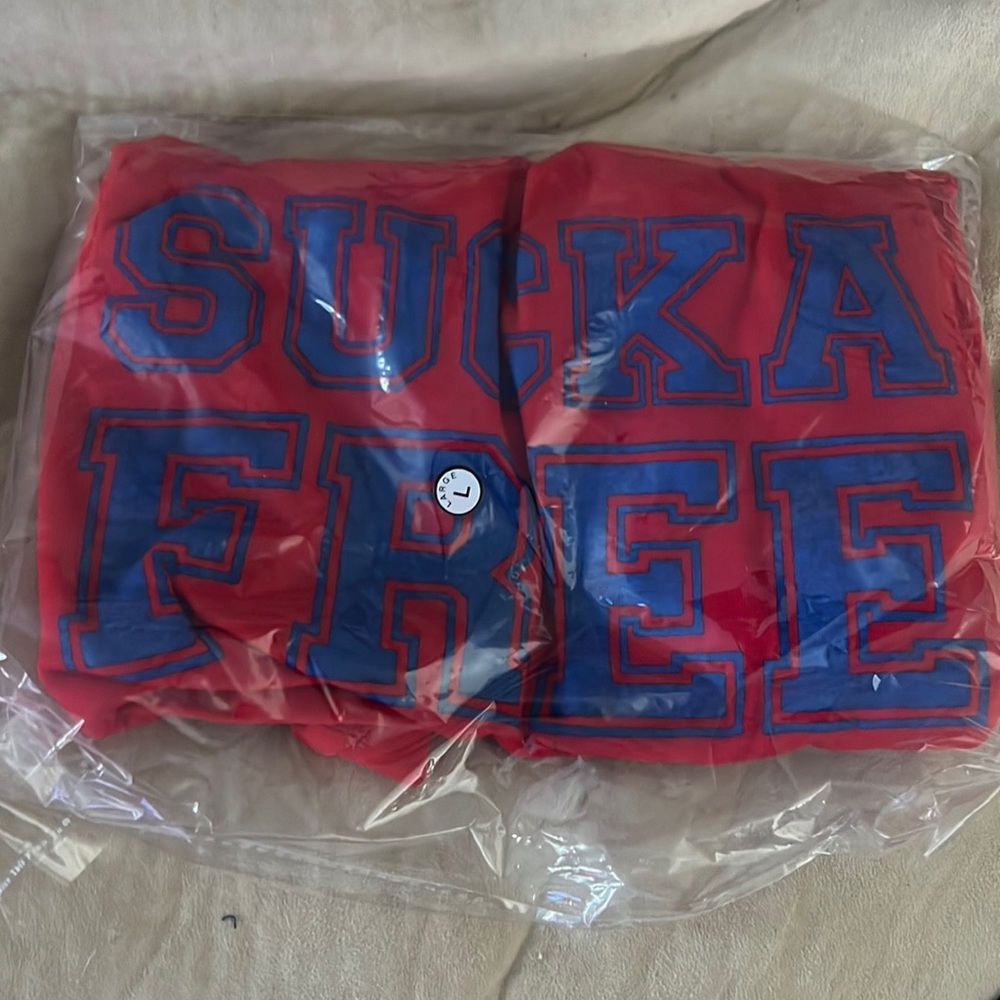 Large, Red/Blue “Sucka Free” t-shirt!